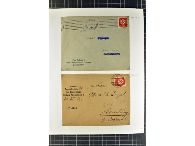 1872/1945, umfangreiche Sammlung Briefe und Karten ab Brustschilde mit nachverwendeten Stempeln, Hufeisenstempeln, des Weiter