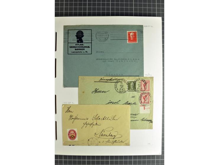 1872/1945, umfangreiche Sammlung Briefe und Karten ab Brustschilde mit nachverwendeten Stempeln, Hufeisenstempeln, des Weiter