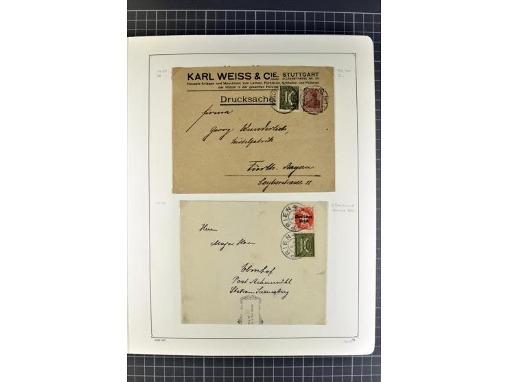 1872/1945, umfangreiche Sammlung Briefe und Karten ab Brustschilde mit nachverwendeten Stempeln, Hufeisenstempeln, des Weiter