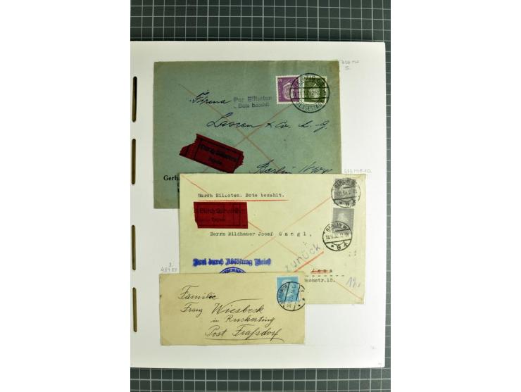 1872/1945, umfangreiche Sammlung Briefe und Karten ab Brustschilde mit nachverwendeten Stempeln, Hufeisenstempeln, des Weiter