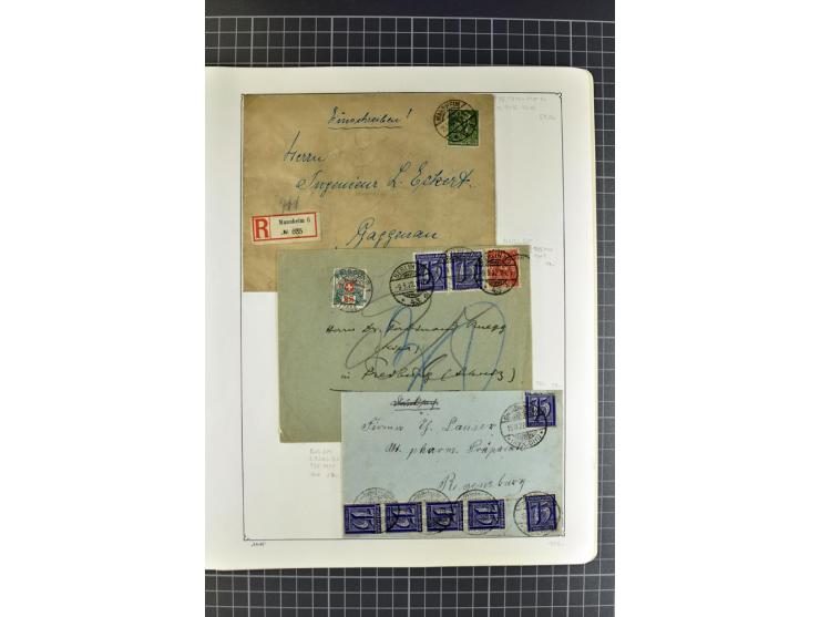 1872/1945, umfangreiche Sammlung Briefe und Karten ab Brustschilde mit nachverwendeten Stempeln, Hufeisenstempeln, des Weiter
