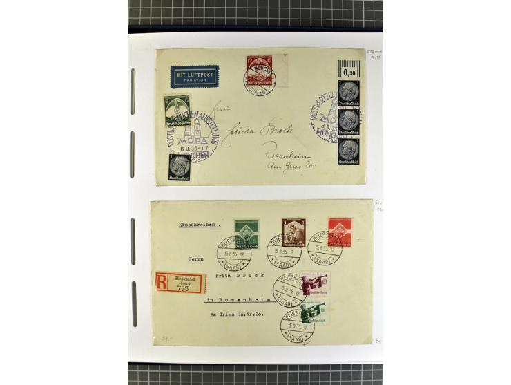 1872/1945, umfangreiche Sammlung Briefe und Karten ab Brustschilde mit nachverwendeten Stempeln, Hufeisenstempeln, des Weiter