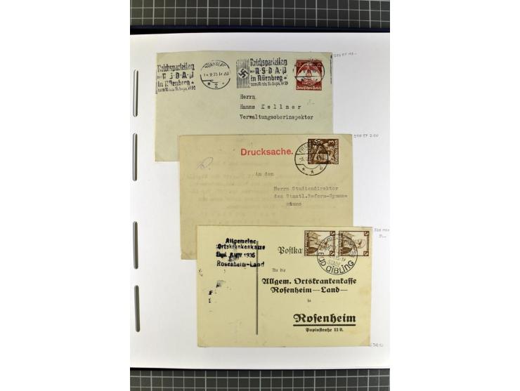 1872/1945, umfangreiche Sammlung Briefe und Karten ab Brustschilde mit nachverwendeten Stempeln, Hufeisenstempeln, des Weiter