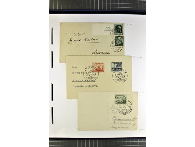 1872/1945, umfangreiche Sammlung Briefe und Karten ab Brustschilde mit nachverwendeten Stempeln, Hufeisenstempeln, des Weiter