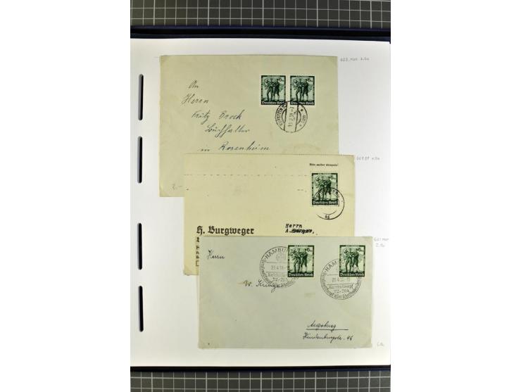 1872/1945, umfangreiche Sammlung Briefe und Karten ab Brustschilde mit nachverwendeten Stempeln, Hufeisenstempeln, des Weiter