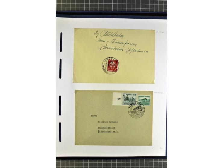 1872/1945, umfangreiche Sammlung Briefe und Karten ab Brustschilde mit nachverwendeten Stempeln, Hufeisenstempeln, des Weiter