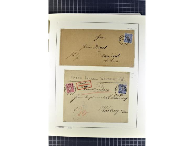 1872/1945, umfangreiche Sammlung Briefe und Karten ab Brustschilde mit nachverwendeten Stempeln, Hufeisenstempeln, des Weiter