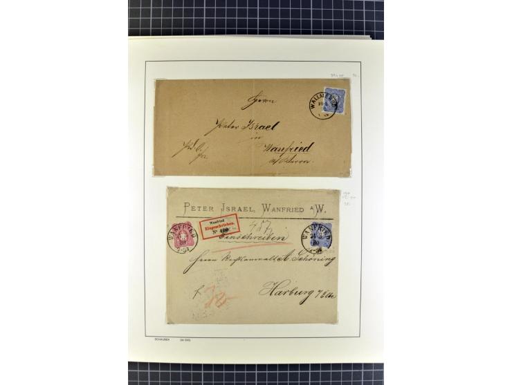 1872/1945, umfangreiche Sammlung Briefe und Karten ab Brustschilde mit nachverwendeten Stempeln, Hufeisenstempeln, des Weiter