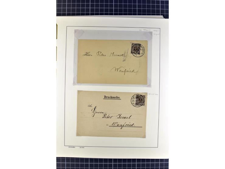 1872/1945, umfangreiche Sammlung Briefe und Karten ab Brustschilde mit nachverwendeten Stempeln, Hufeisenstempeln, des Weiter