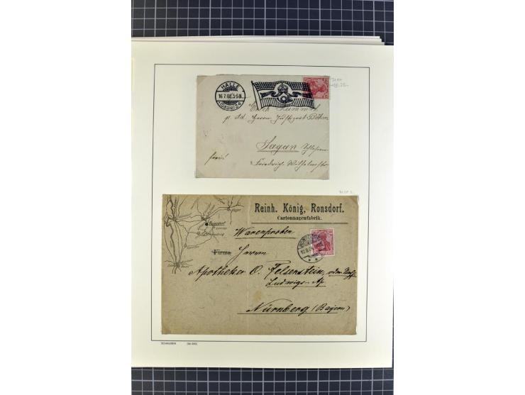 1872/1945, umfangreiche Sammlung Briefe und Karten ab Brustschilde mit nachverwendeten Stempeln, Hufeisenstempeln, des Weiter