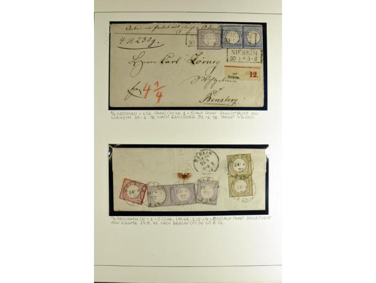 1872/74, Brustschilde-Briefe-Sammlung mit 20 interessanten Briefen, dabei Mischfrankaturen mit NDP 10 und 30 Gr.-Marken, Misc