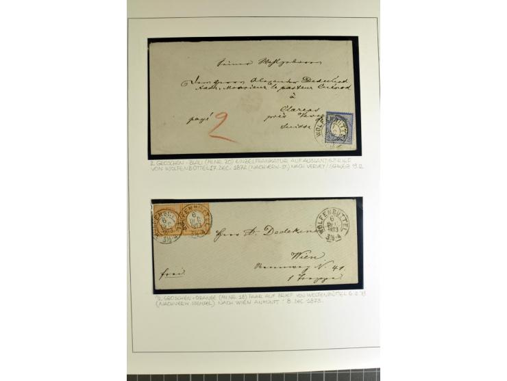 1872/74, Brustschilde-Briefe-Sammlung mit 20 interessanten Briefen, dabei Mischfrankaturen mit NDP 10 und 30 Gr.-Marken, Misc