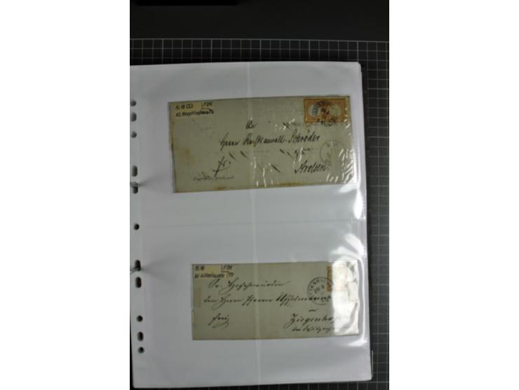 1872/74, interessanter Posten mit ca. 70 Briefen, dabei EF und MEF, bessere Frankaturen (u.a. Mi.-Nr. 8 auf Brief in den eige