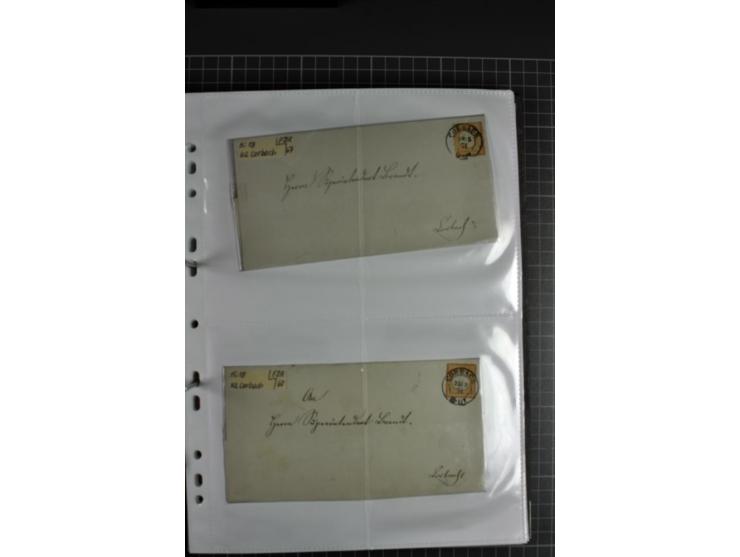 1872/74, interessanter Posten mit ca. 70 Briefen, dabei EF und MEF, bessere Frankaturen (u.a. Mi.-Nr. 8 auf Brief in den eige