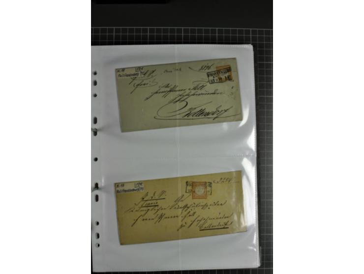 1872/74, interessanter Posten mit ca. 70 Briefen, dabei EF und MEF, bessere Frankaturen (u.a. Mi.-Nr. 8 auf Brief in den eige