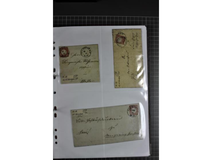 1872/74, interessanter Posten mit ca. 70 Briefen, dabei EF und MEF, bessere Frankaturen (u.a. Mi.-Nr. 8 auf Brief in den eige