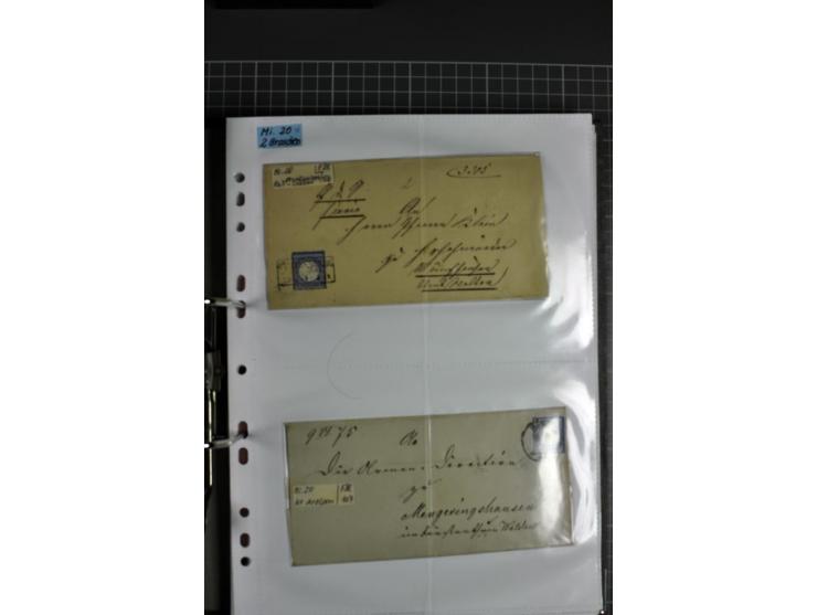 1872/74, interessanter Posten mit ca. 70 Briefen, dabei EF und MEF, bessere Frankaturen (u.a. Mi.-Nr. 8 auf Brief in den eige