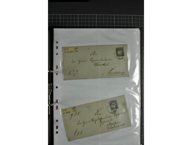 1872/74, interessanter Posten mit ca. 70 Briefen, dabei EF und MEF, bessere Frankaturen (u.a. Mi.-Nr. 8 auf Brief in den eige
