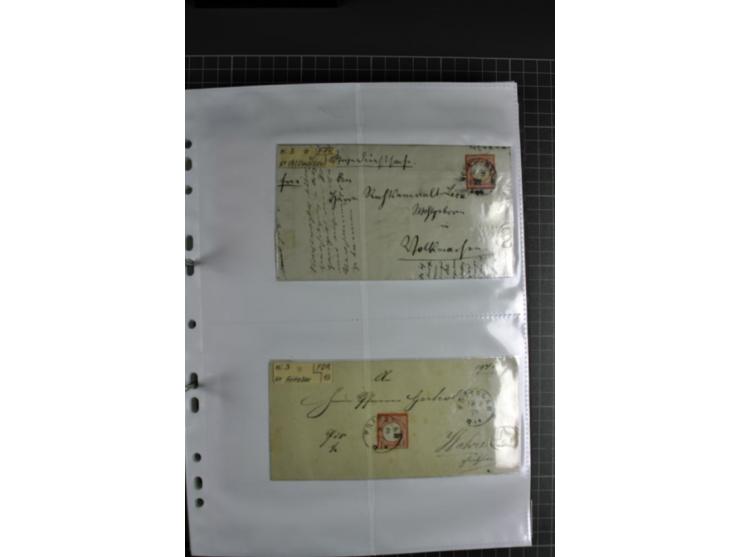 1872/74, interessanter Posten mit ca. 70 Briefen, dabei EF und MEF, bessere Frankaturen (u.a. Mi.-Nr. 8 auf Brief in den eige