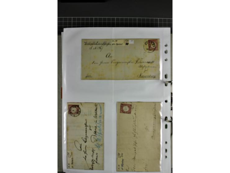1872/74, interessanter Posten mit ca. 70 Briefen, dabei EF und MEF, bessere Frankaturen (u.a. Mi.-Nr. 8 auf Brief in den eige