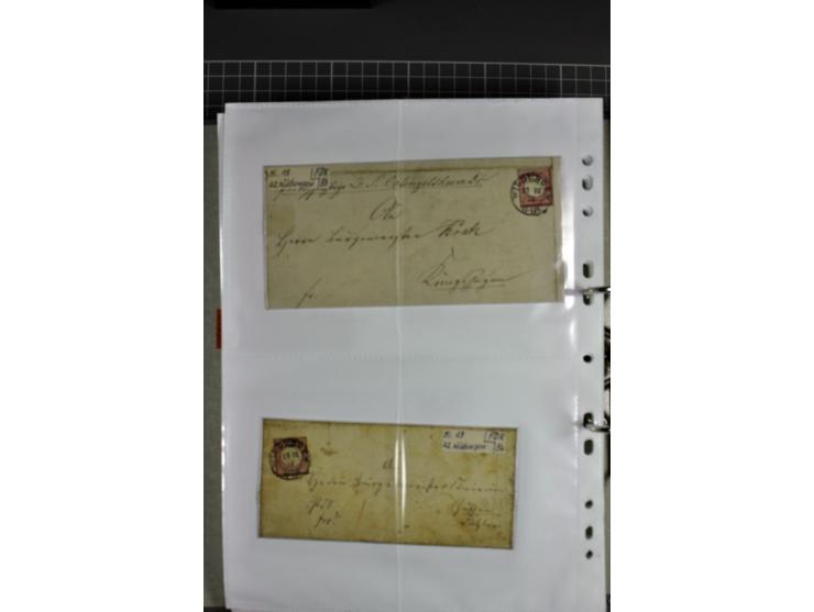 1872/74, interessanter Posten mit ca. 70 Briefen, dabei EF und MEF, bessere Frankaturen (u.a. Mi.-Nr. 8 auf Brief in den eige