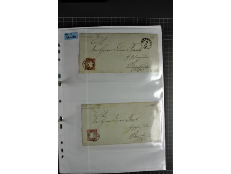 1872/74, interessanter Posten mit ca. 70 Briefen, dabei EF und MEF, bessere Frankaturen (u.a. Mi.-Nr. 8 auf Brief in den eige