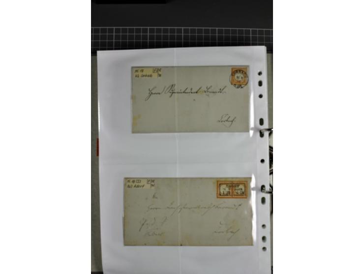 1872/74, interessanter Posten mit ca. 70 Briefen, dabei EF und MEF, bessere Frankaturen (u.a. Mi.-Nr. 8 auf Brief in den eige