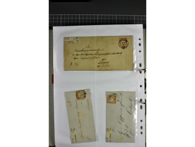 1872/74, interessanter Posten mit ca. 70 Briefen, dabei EF und MEF, bessere Frankaturen (u.a. Mi.-Nr. 8 auf Brief in den eige