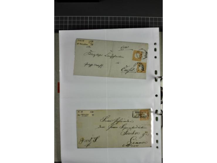 1872/74, interessanter Posten mit ca. 70 Briefen, dabei EF und MEF, bessere Frankaturen (u.a. Mi.-Nr. 8 auf Brief in den eige