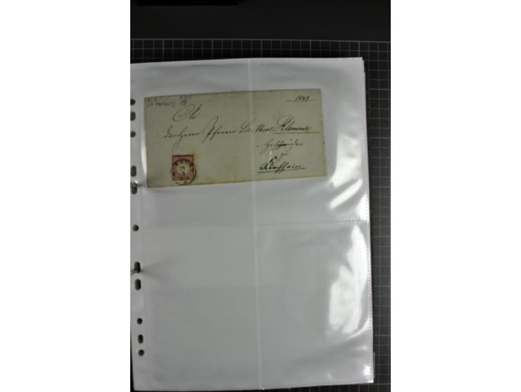 1872/74, interessanter Posten mit ca. 70 Briefen, dabei EF und MEF, bessere Frankaturen (u.a. Mi.-Nr. 8 auf Brief in den eige