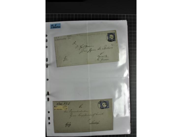 1872/74, interessanter Posten mit ca. 70 Briefen, dabei EF und MEF, bessere Frankaturen (u.a. Mi.-Nr. 8 auf Brief in den eige