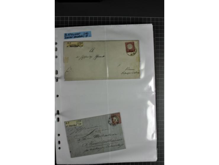 1872/74, interessanter Posten mit ca. 70 Briefen, dabei EF und MEF, bessere Frankaturen (u.a. Mi.-Nr. 8 auf Brief in den eige