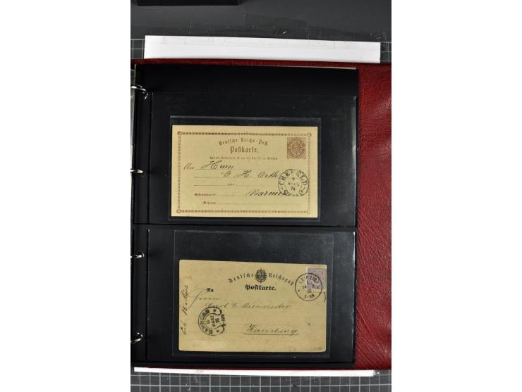 1872/75, Brustschilde-Spezialsammlung mit 44 ungebrauchten und gestempelten Ganzsachen-Umschlägen und -Karten, dabei 2 Karten