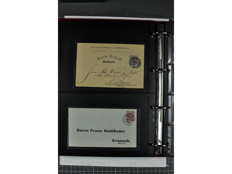 1872/75, Brustschilde-Spezialsammlung mit 44 ungebrauchten und gestempelten Ganzsachen-Umschlägen und -Karten, dabei 2 Karten