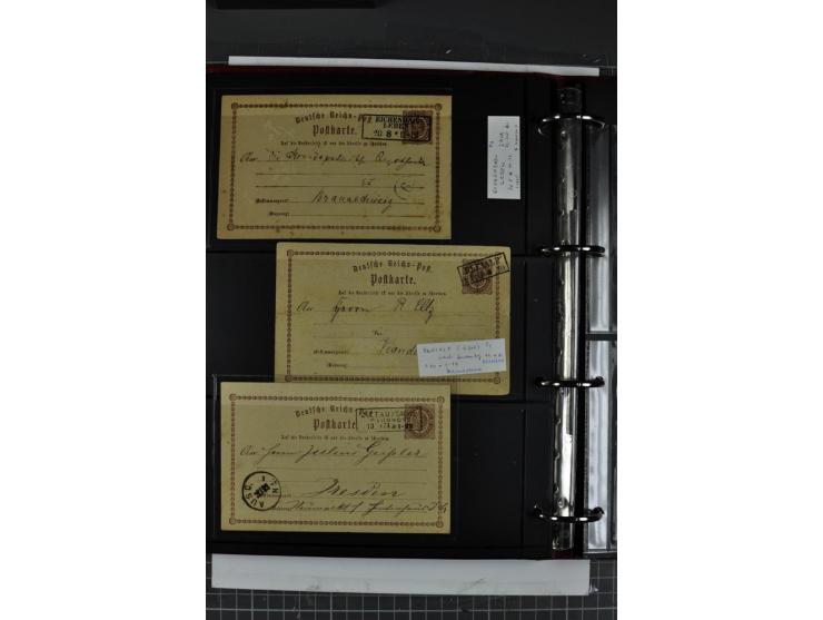 1872/75, Brustschilde-Spezialsammlung mit 44 ungebrauchten und gestempelten Ganzsachen-Umschlägen und -Karten, dabei 2 Karten
