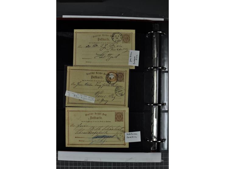 1872/75, Brustschilde-Spezialsammlung mit 44 ungebrauchten und gestempelten Ganzsachen-Umschlägen und -Karten, dabei 2 Karten