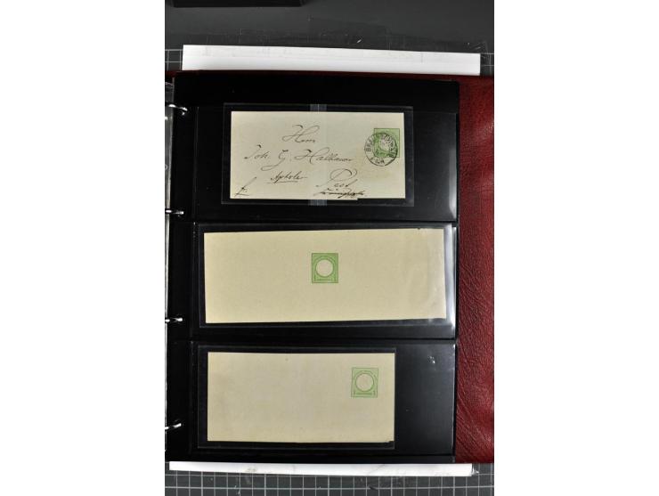 1872/75, Brustschilde-Spezialsammlung mit 44 ungebrauchten und gestempelten Ganzsachen-Umschlägen und -Karten, dabei 2 Karten