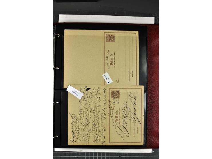 1872/75, Brustschilde-Spezialsammlung mit 44 ungebrauchten und gestempelten Ganzsachen-Umschlägen und -Karten, dabei 2 Karten