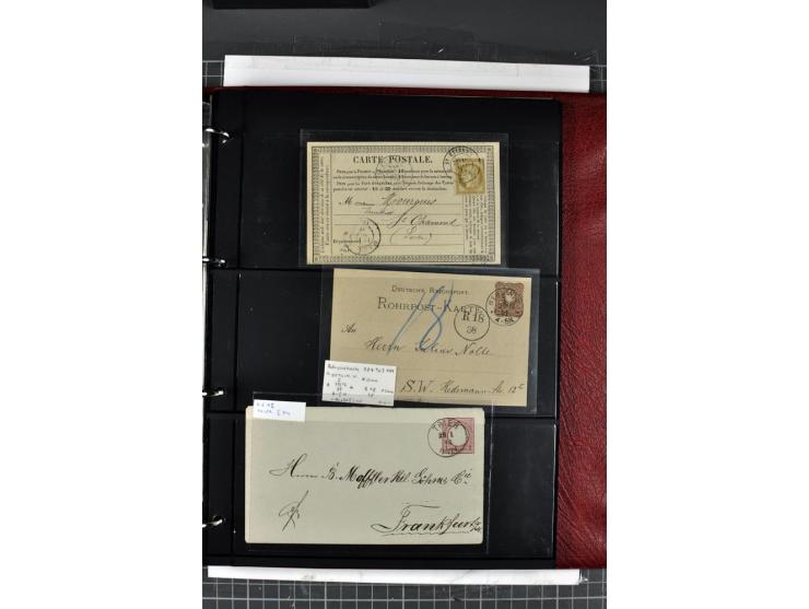 1872/75, Brustschilde-Spezialsammlung mit 44 ungebrauchten und gestempelten Ganzsachen-Umschlägen und -Karten, dabei 2 Karten