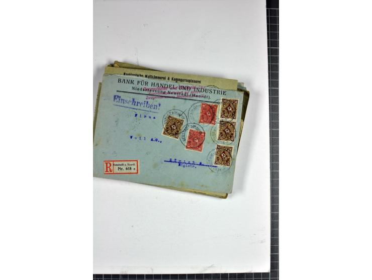 1898/1935, interessante Parie inkl. etwas Bayern mit ca. 70 Briefen, Karten und Ganzsachen, Schwerpunkt Infla mit Auslandsfra