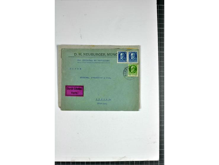 1898/1935, interessante Parie inkl. etwas Bayern mit ca. 70 Briefen, Karten und Ganzsachen, Schwerpunkt Infla mit Auslandsfra