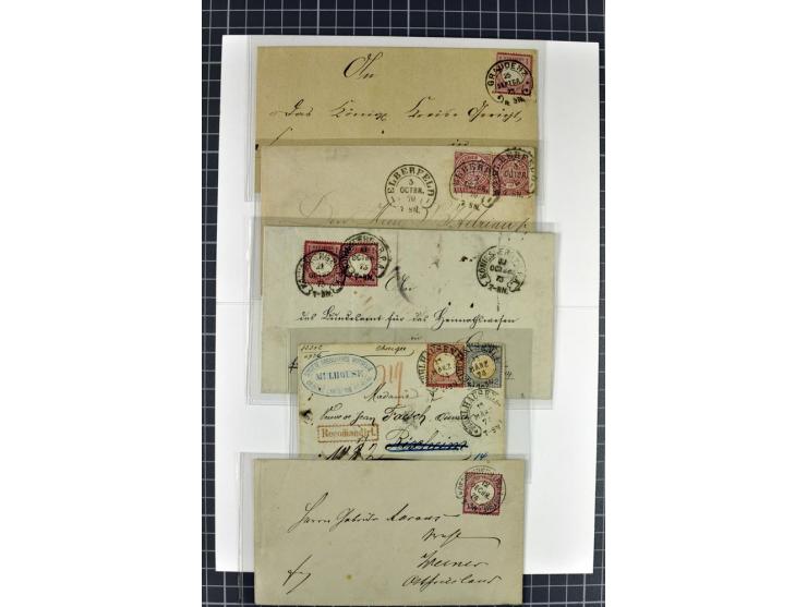HUFEISENSTEMPEL: 1868/79, 10 Briefe und 7 Briefstücke mir besseren Stempeln u.a. von Elberfeld, Graudenz, Königsberg, etc., 2