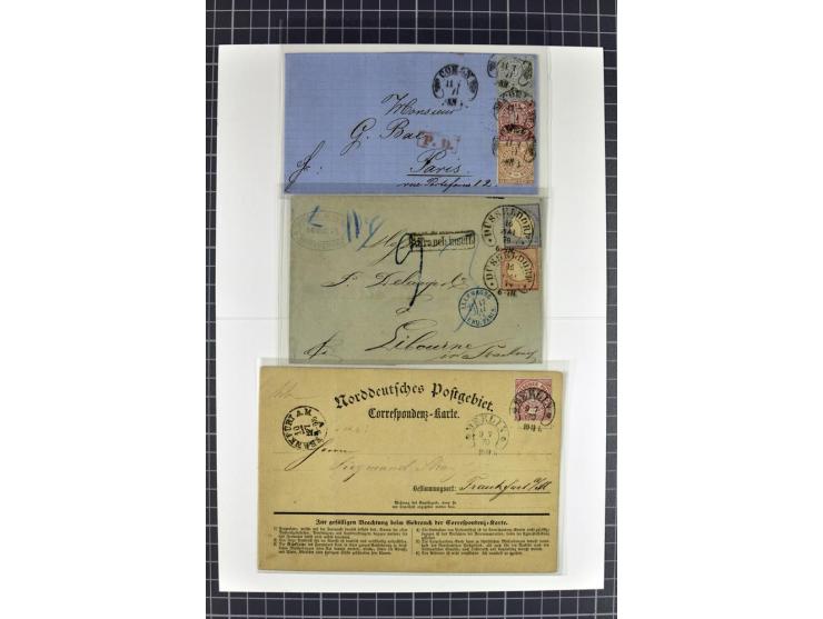 HUFEISENSTEMPEL: 1868/79, 10 Briefe und 7 Briefstücke mir besseren Stempeln u.a. von Elberfeld, Graudenz, Königsberg, etc., 2