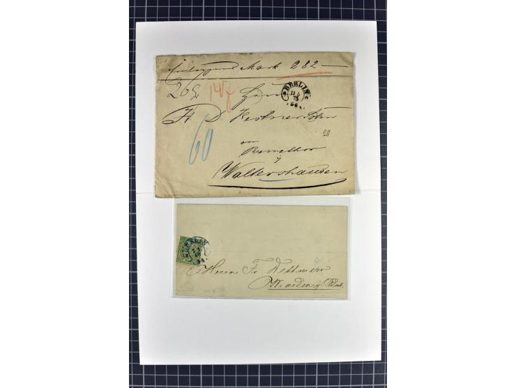 HUFEISENSTEMPEL: 1868/79, 10 Briefe und 7 Briefstücke mir besseren Stempeln u.a. von Elberfeld, Graudenz, Königsberg, etc., 2