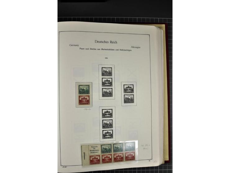 ZUSAMMENDRUCKE: 1911/45, ungebrauchte und postfrische Sammlung, sauber im KABE-Vordruckalbum gesammelt, dabei Markenheftchen 