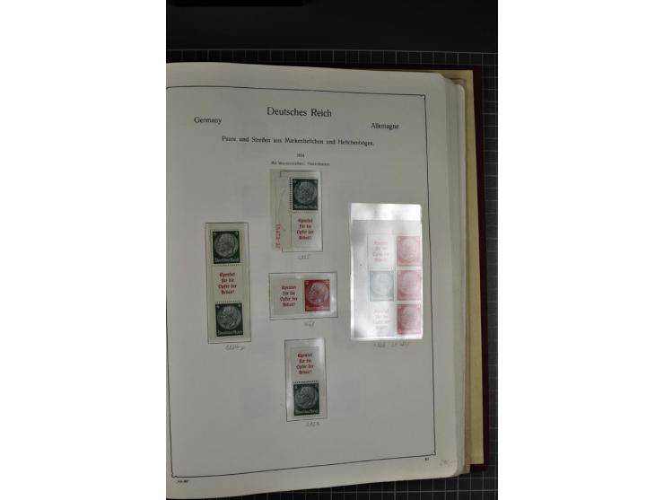 ZUSAMMENDRUCKE: 1911/45, ungebrauchte und postfrische Sammlung, sauber im KABE-Vordruckalbum gesammelt, dabei Markenheftchen 