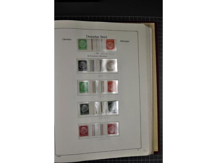 ZUSAMMENDRUCKE: 1911/45, ungebrauchte und postfrische Sammlung, sauber im KABE-Vordruckalbum gesammelt, dabei Markenheftchen 