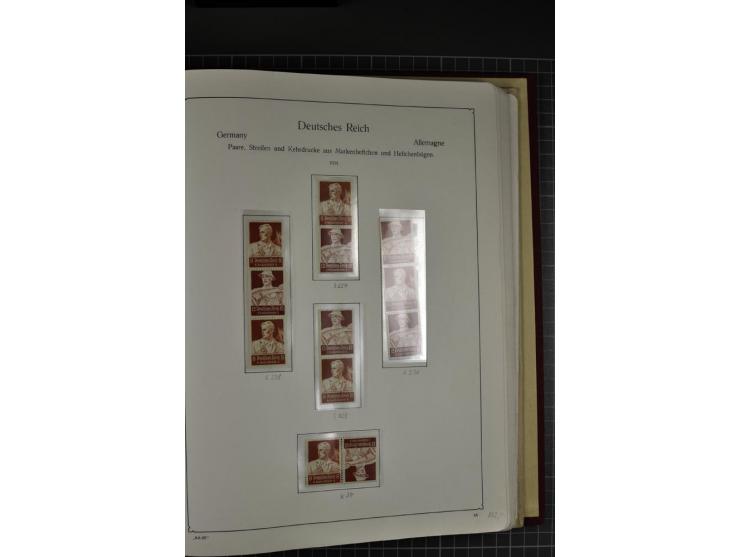 ZUSAMMENDRUCKE: 1911/45, ungebrauchte und postfrische Sammlung, sauber im KABE-Vordruckalbum gesammelt, dabei Markenheftchen 