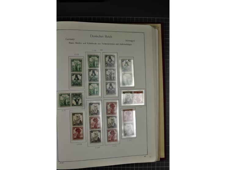 ZUSAMMENDRUCKE: 1911/45, ungebrauchte und postfrische Sammlung, sauber im KABE-Vordruckalbum gesammelt, dabei Markenheftchen 
