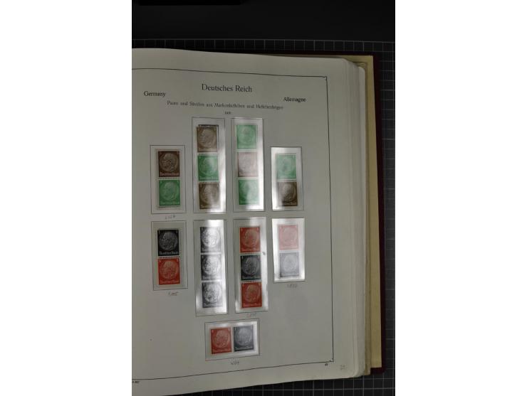 ZUSAMMENDRUCKE: 1911/45, ungebrauchte und postfrische Sammlung, sauber im KABE-Vordruckalbum gesammelt, dabei Markenheftchen 